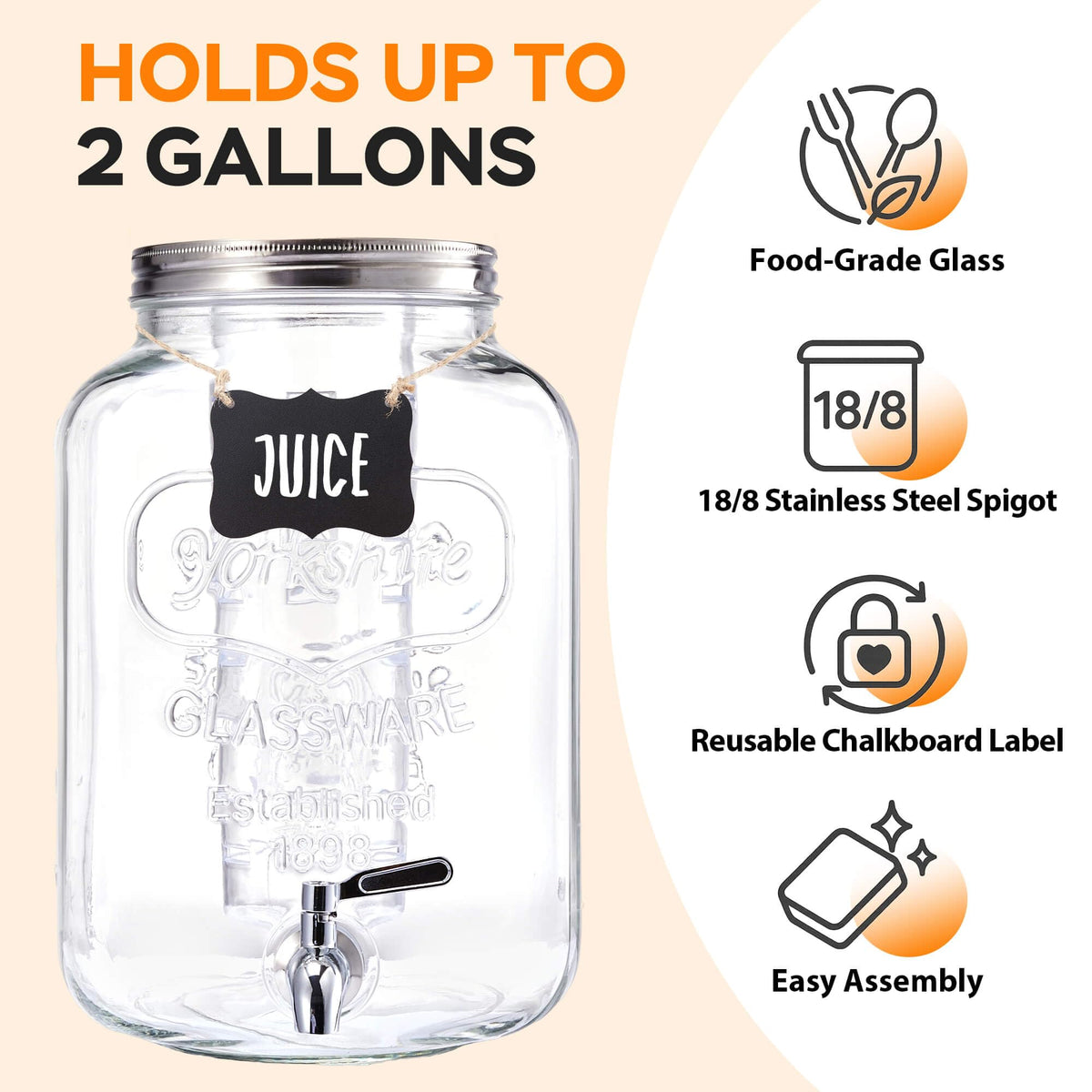 JILLSKY ice-water and iced-tea ready dispenser for everyday meals and celebrations.