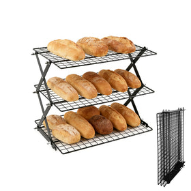 JINANJUNGU 3-tier assembled cooling rack shows sturdy, space-saving design for busy kitchens.