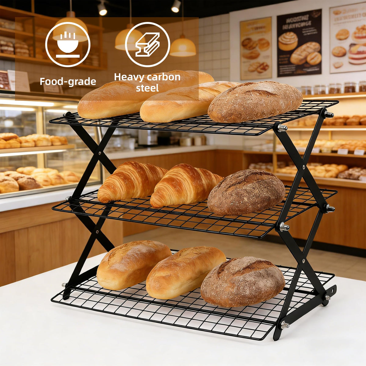 JINANJUNGU adjustable-settings rack demonstrates six levels for versatile cooling.
