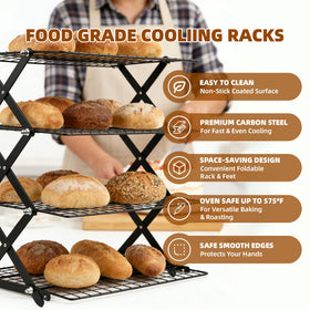 JINANJUNGU oven-safe rack supports roasting up to 450°F for batch cooking.