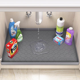 Jin&Bao one-piece silicone mat design delivers durable, seamless protection under sinks.