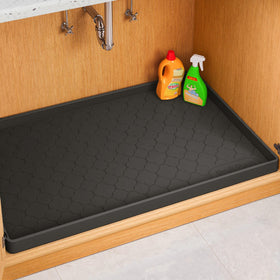 Jin&Bao under-sink mat 34x22 protects cabinets from leaks and spills.