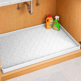 Jin&Bao under-sink mat 34x22 protecting cabinets from leaks and spills