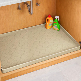Jin&Bao under-sink mat 34x22 with raised edge protecting cabinets from spills