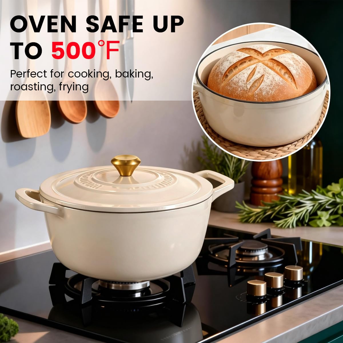 JINCHUFURI Dutch oven on stovetop for searing and browning