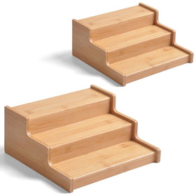JinDoWin 2-pack cabinet spice rack front view showing tidy bottle positions for easy access.