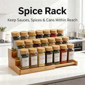 JinDoWin adjustable spice rack highlighting flexible spacing.