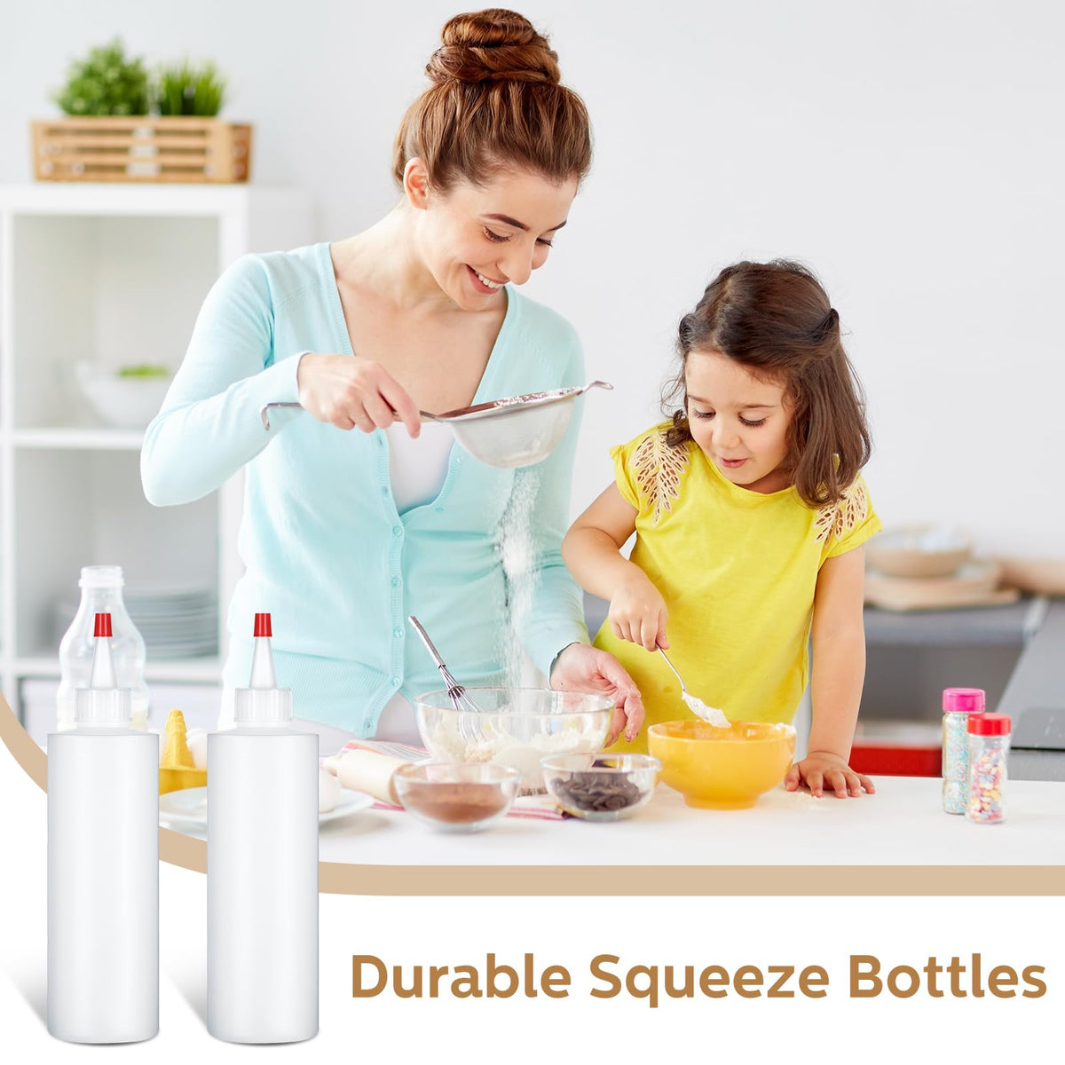 Jinei 8oz clear bottles with red tips for monitoring contents