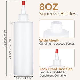 Jinei clear squeeze bottles 8oz in plastic ideal for kitchen dressings and oils