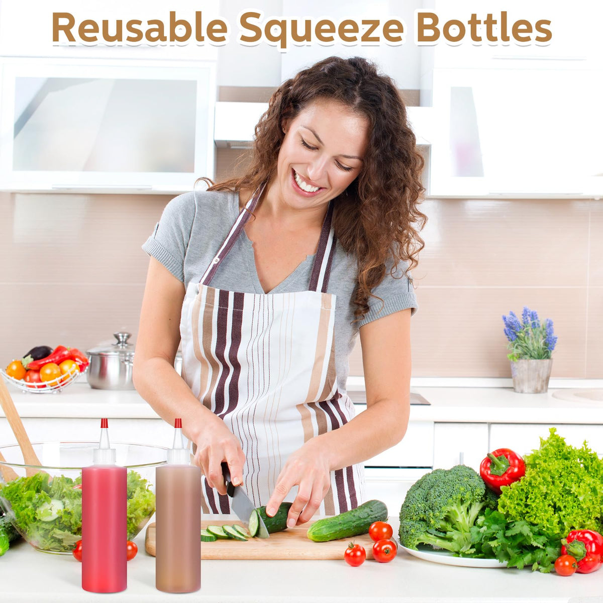 Jinei kitchen squeeze bottles usable for oil, vinegar, and sauces