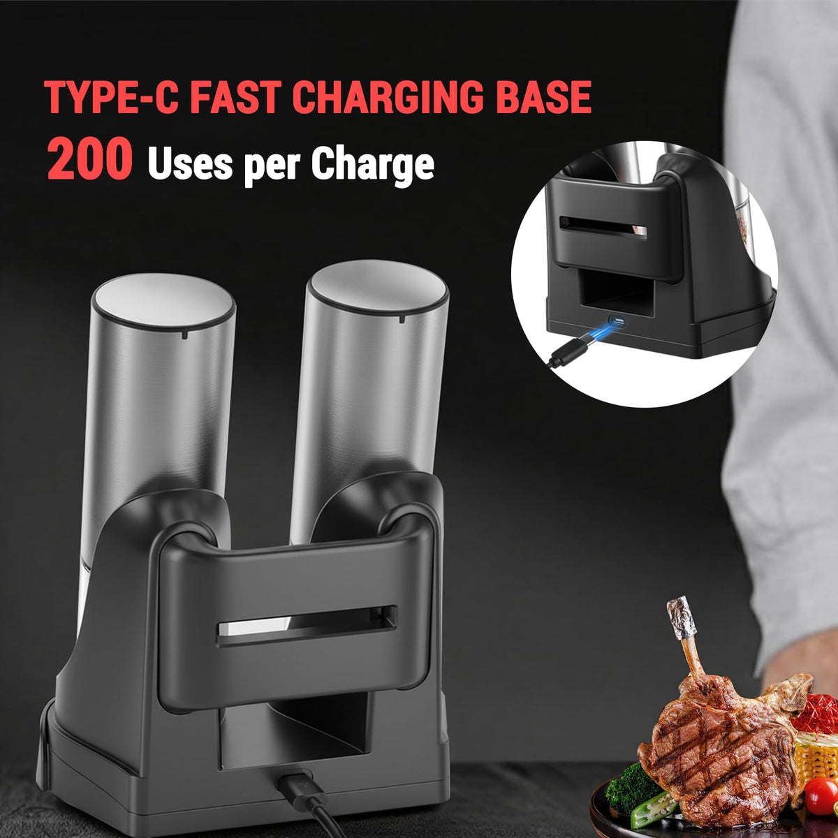 JINGASA LED light illuminates food for precise seasoning.