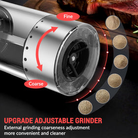 JINGASA one-touch grinder with LED light for precise seasoning in low light.