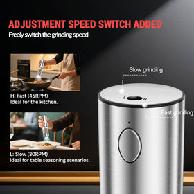 JINGASA stainless steel body and transparent container for easy seasoning monitoring.