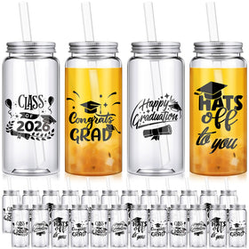 Jingmore graduation cups with lids and straws in four designs for celebrations