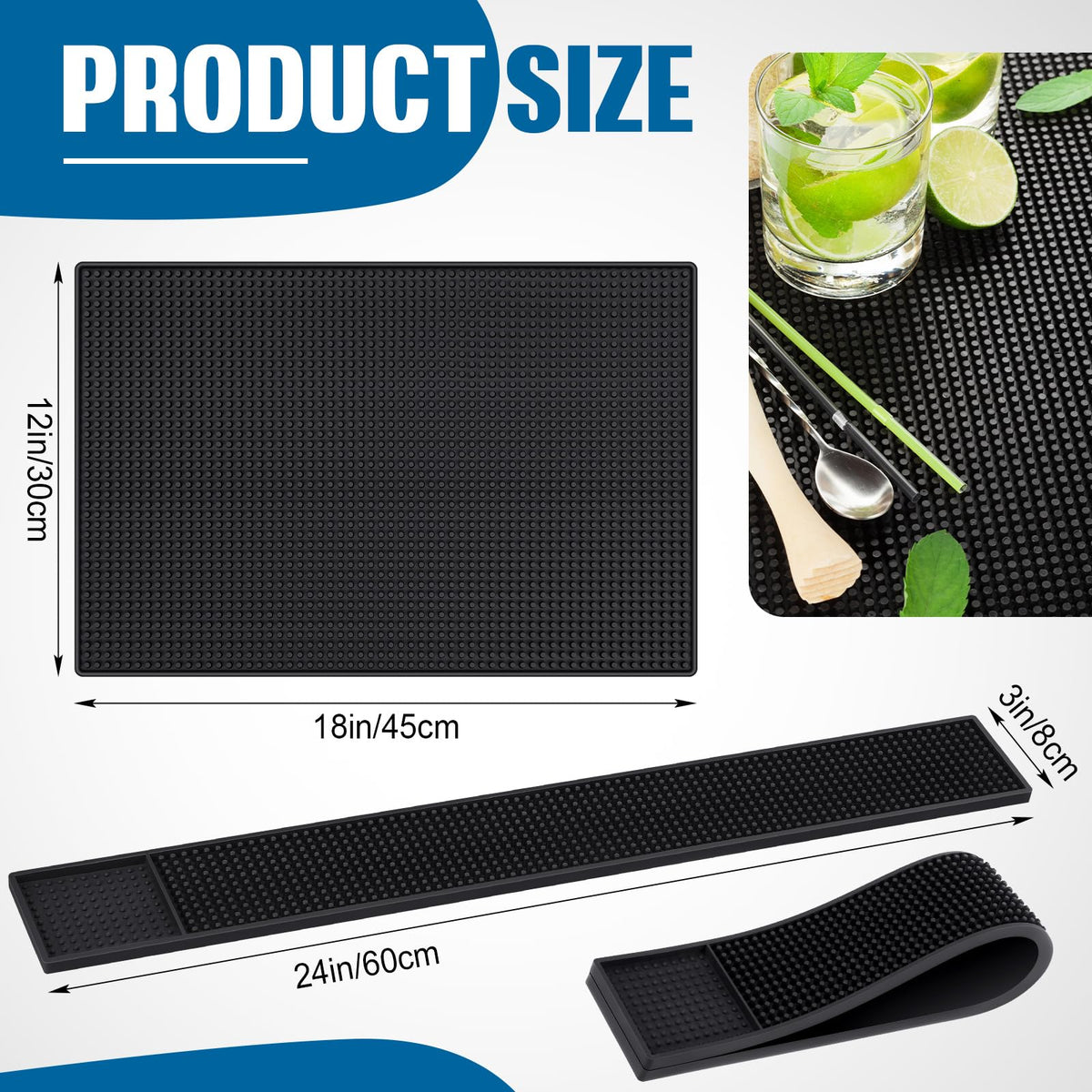 Jingmore bar mat 24x3 inches compact spill protection for small workstations