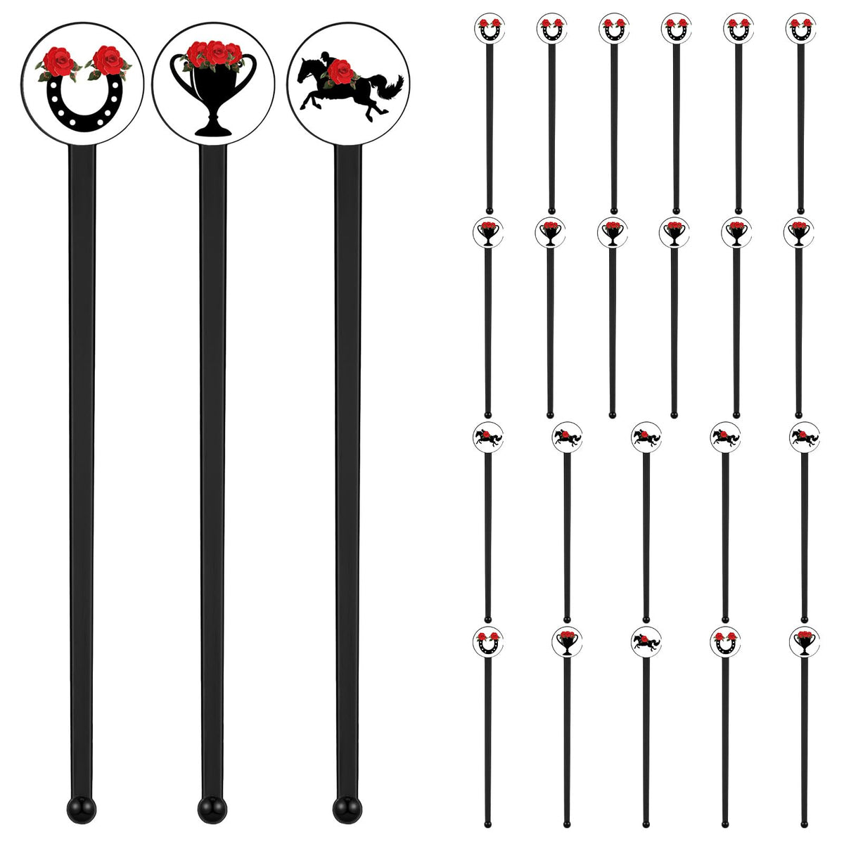 Jingmore Derby stirrers set with black and red finish for easy cocktail mixing