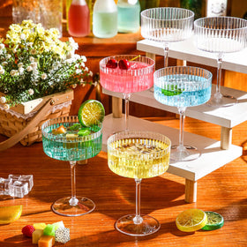 Jingmore detachable ribbed coupe glasses simplify assembly and storage after events.