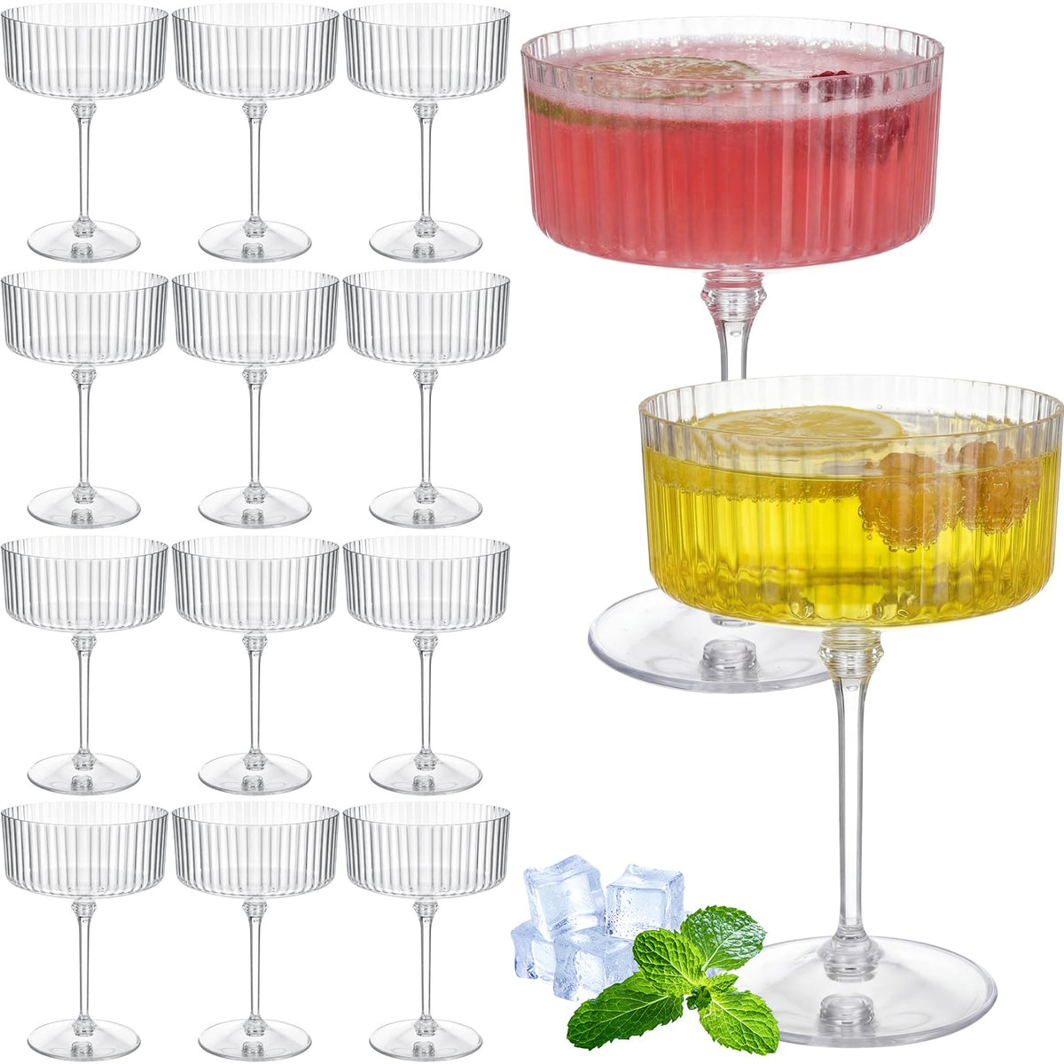 Jingmore ribbed martini glasses with 10 oz capacity for elegant entertaining.