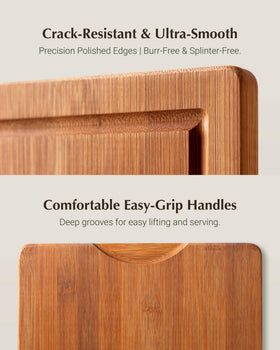 JINGNING reversible bamboo board with non-slip handles in use