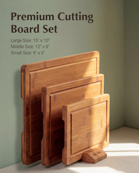 JINGNING deep-carbonized bamboo cutting board 9x6 on stand