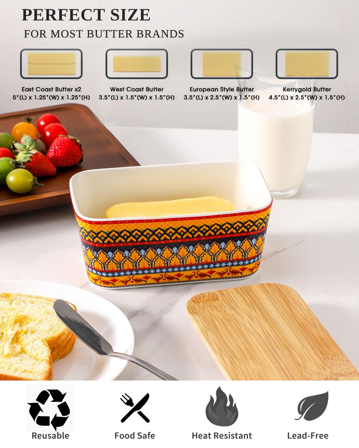 JINGUS butter dish ceramic body is dishwasher safe for easy cleanup.