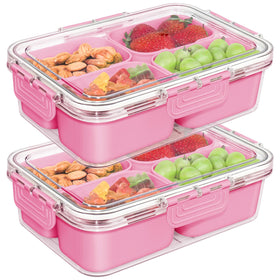 JINZORE four-compartment snack box with lid for organized on-the-go snacking.