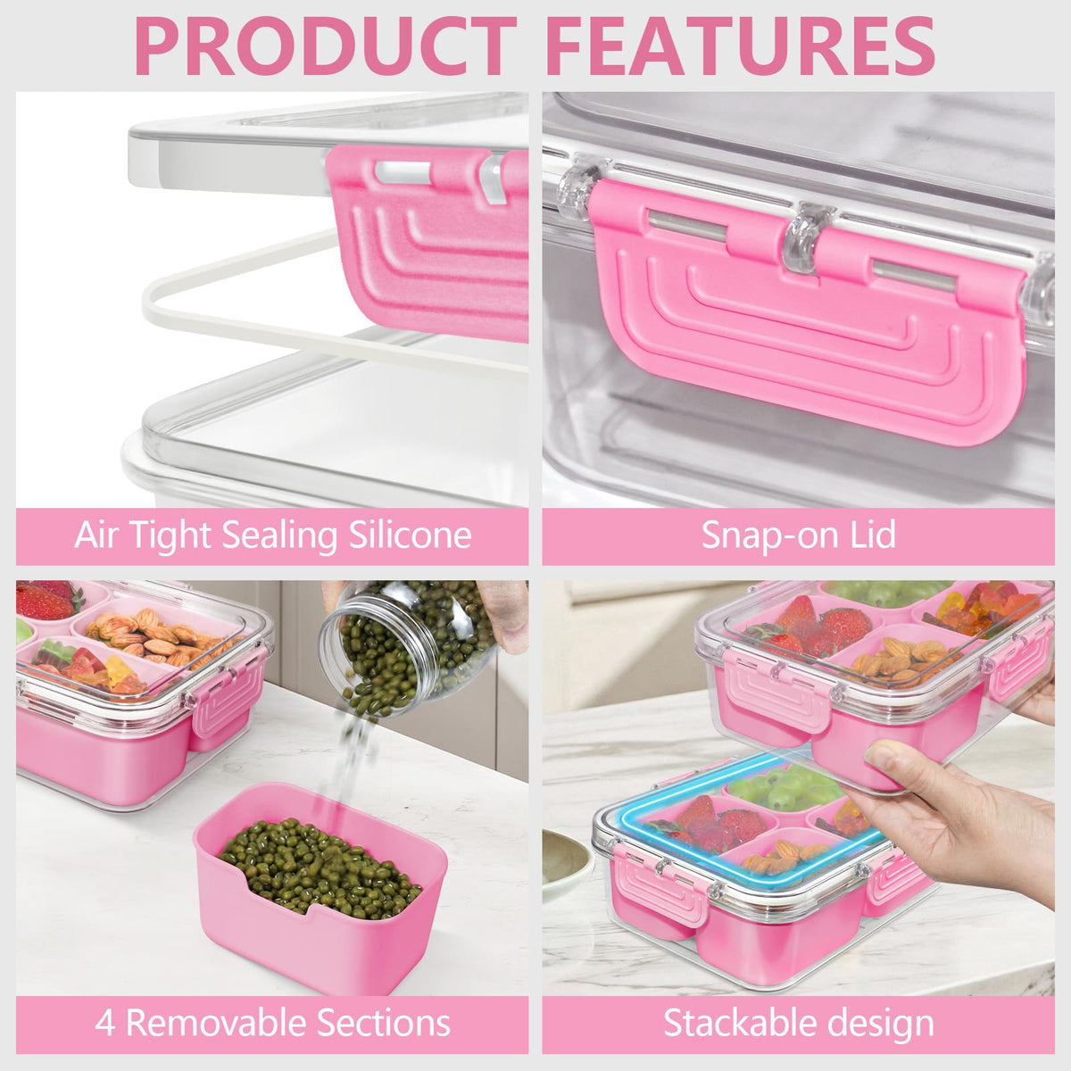 JINZORE leak-proof seal keeps snacks fresh during travel and storage.