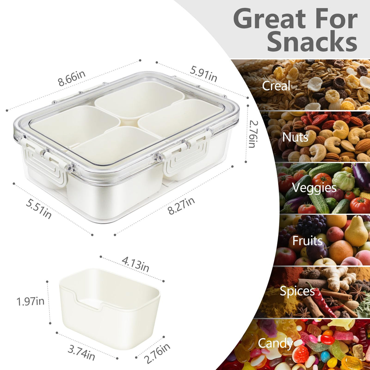 JINZORE Snackle Box inner tray dishwasher-safe for easy cleanup