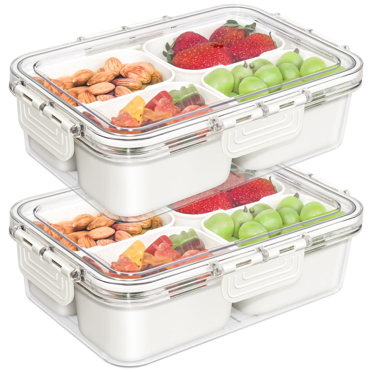 JINZORE Snackle Box two-pack with lid, organized snacking on the go