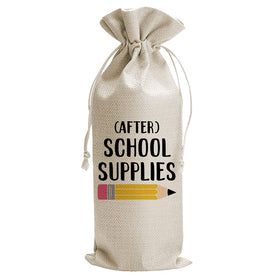 JioJio Chan burlap wine bag with drawstring in natural cotton linen, ready for gifting.