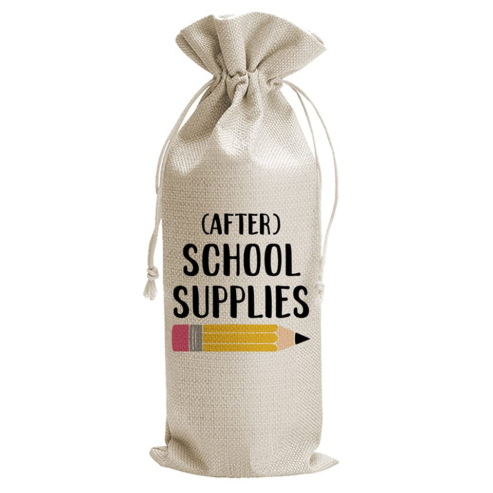 JioJio Chan burlap wine bag with drawstring in natural cotton linen, ready for gifting.