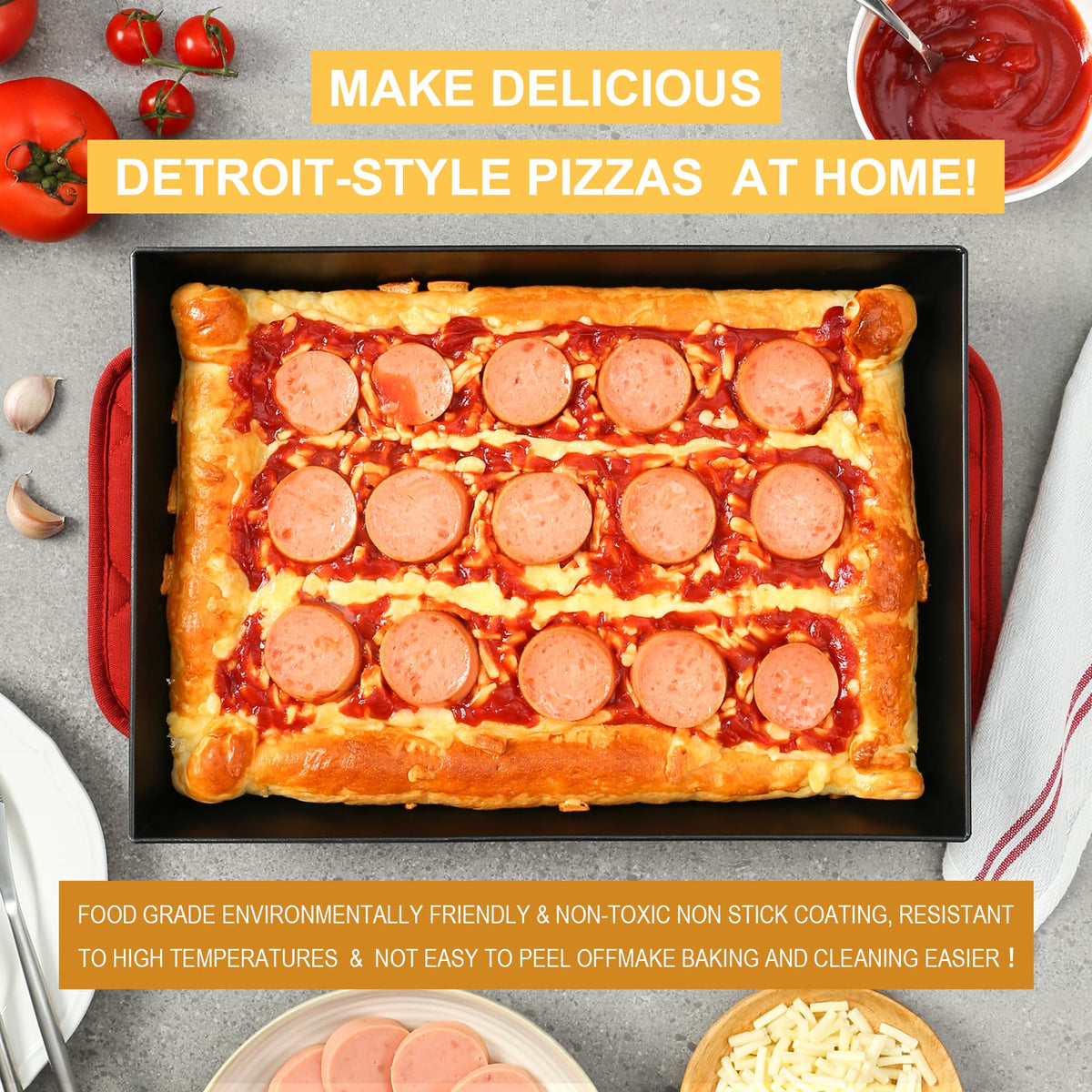 Jisculo heat-resistant pan tolerates up to 800°F for high-temperature bakes.