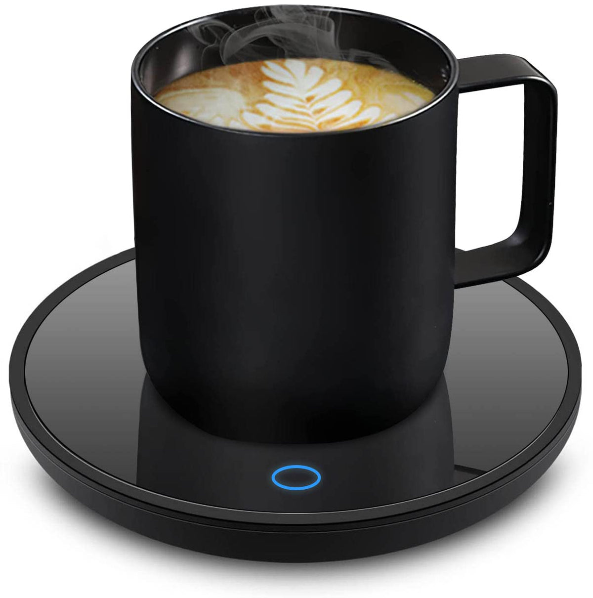 Jisile Coffee Mug Warmer front view on desk keeps drinks warm at work.