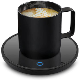 Jisile Coffee Mug Warmer front view on desk keeps drinks warm at work.