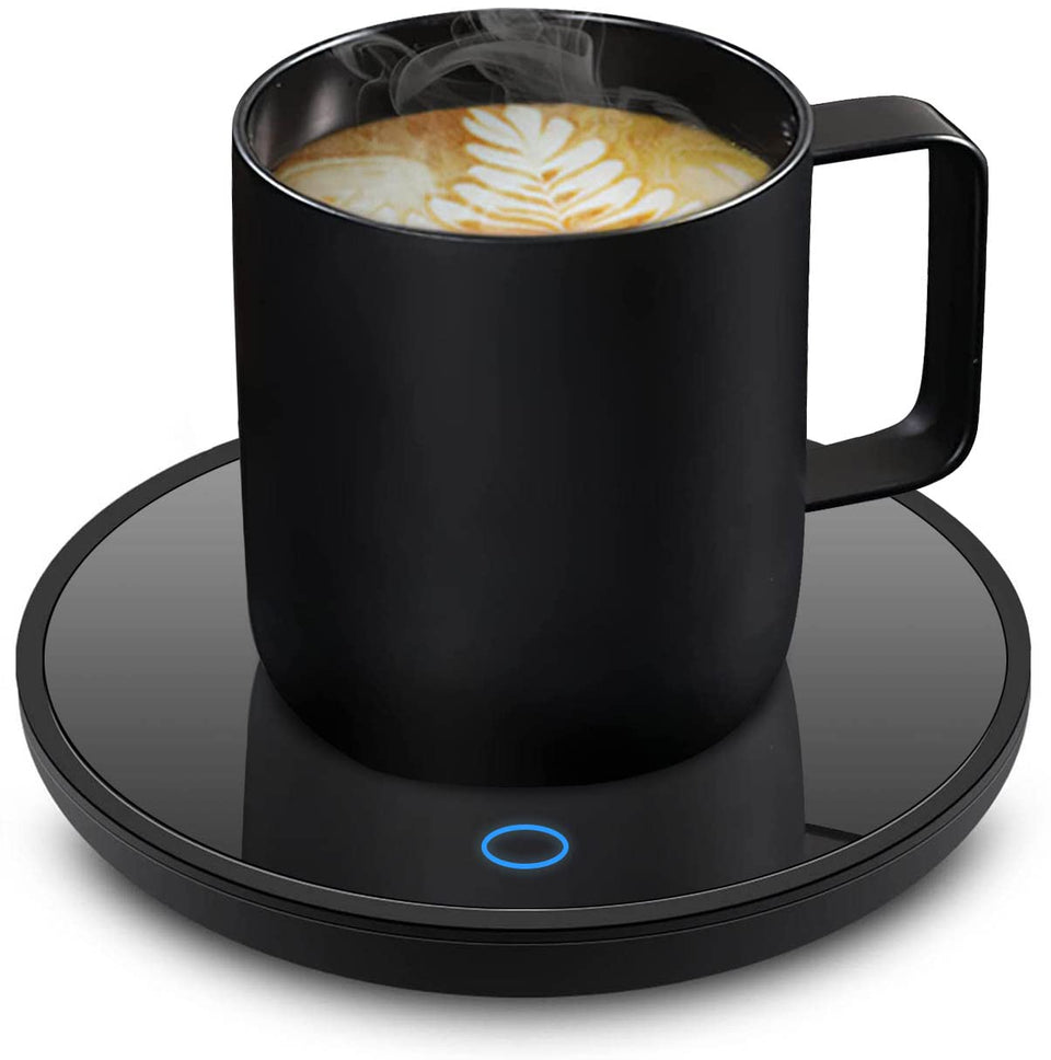 Jisile Coffee Mug Warmer front view on desk keeps drinks warm at work.
