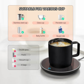 Jisile Coffee Mug Warmer glass top clean design for quick wipe-down after busy days.