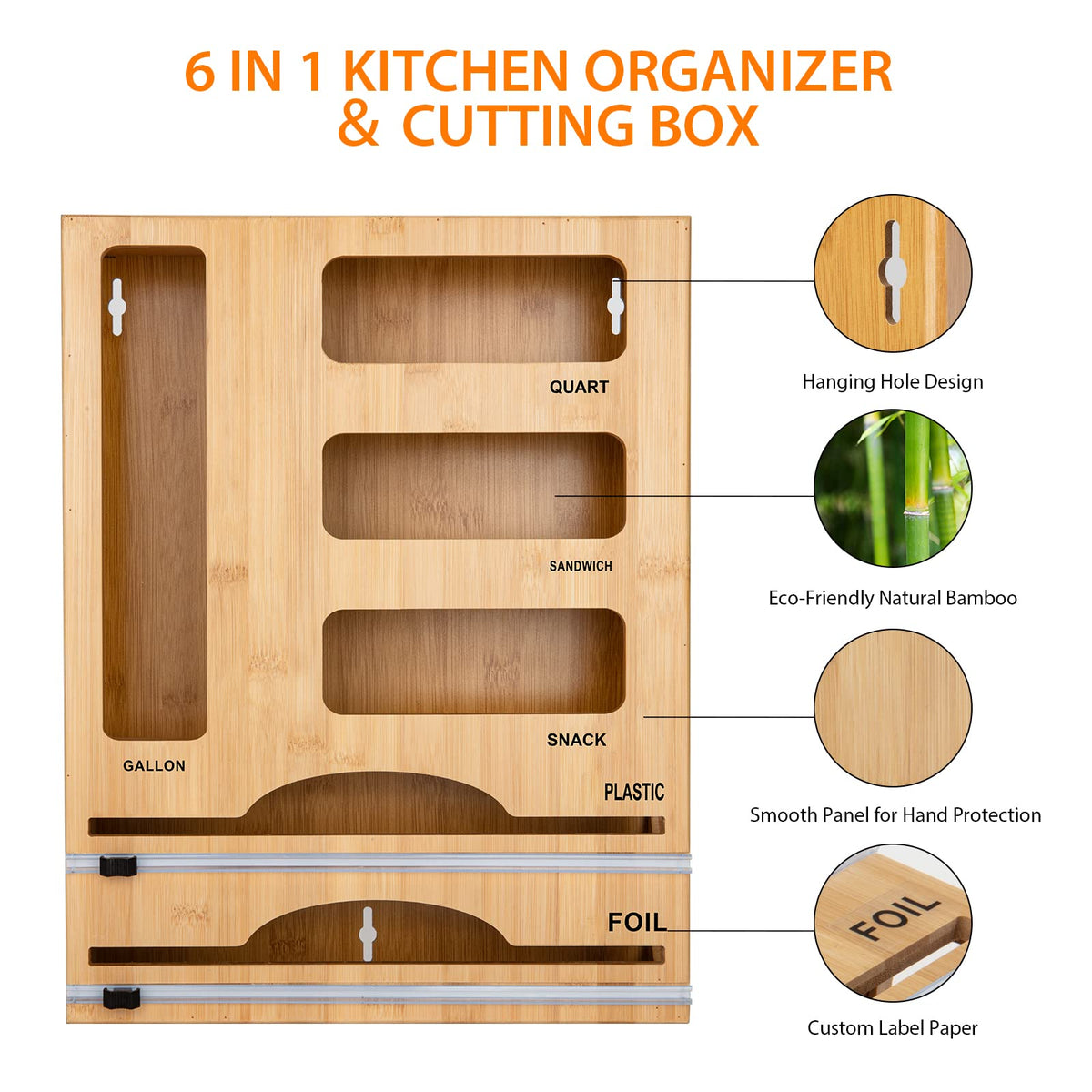 Jitner baggie organizer fits gallon, quart, and sandwich bags for organization.