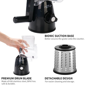 JIUMEXES rotary grater hand crank enables smooth operation