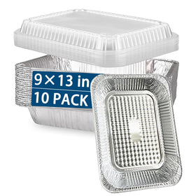 JIUMO 9x13-inch disposable aluminum pans with lids, top view for easy event serving.