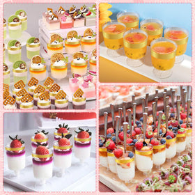 JIURUN dessert cups front view: transparent design highlights colors and textures.