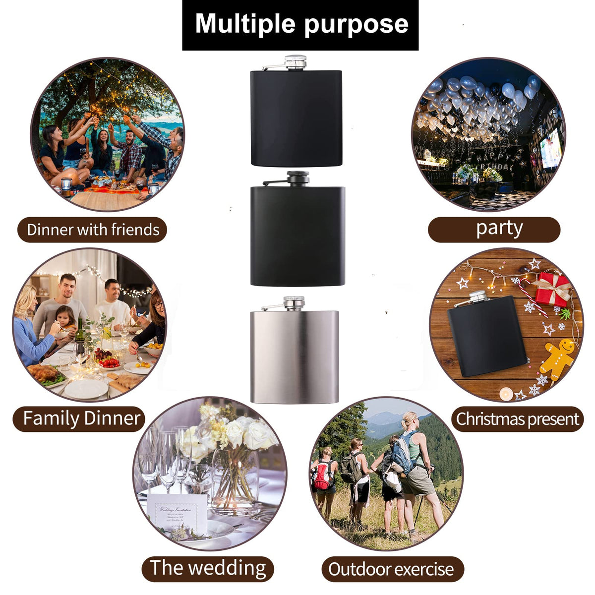 Compact JIUZHU flask-pocket design fits easily in pockets and bags.