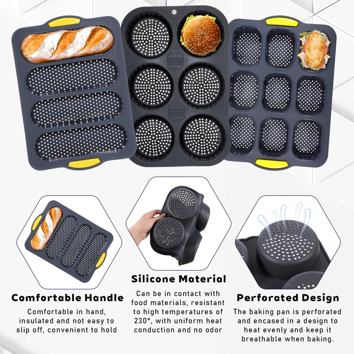 JJUNW 9-cup bun mold; bake larger batches with even heat.