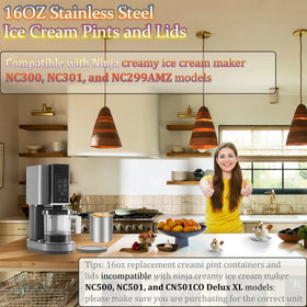 jjxeqo Ninja Creami lid set for stainless steel pints, keeps flavors fresh.