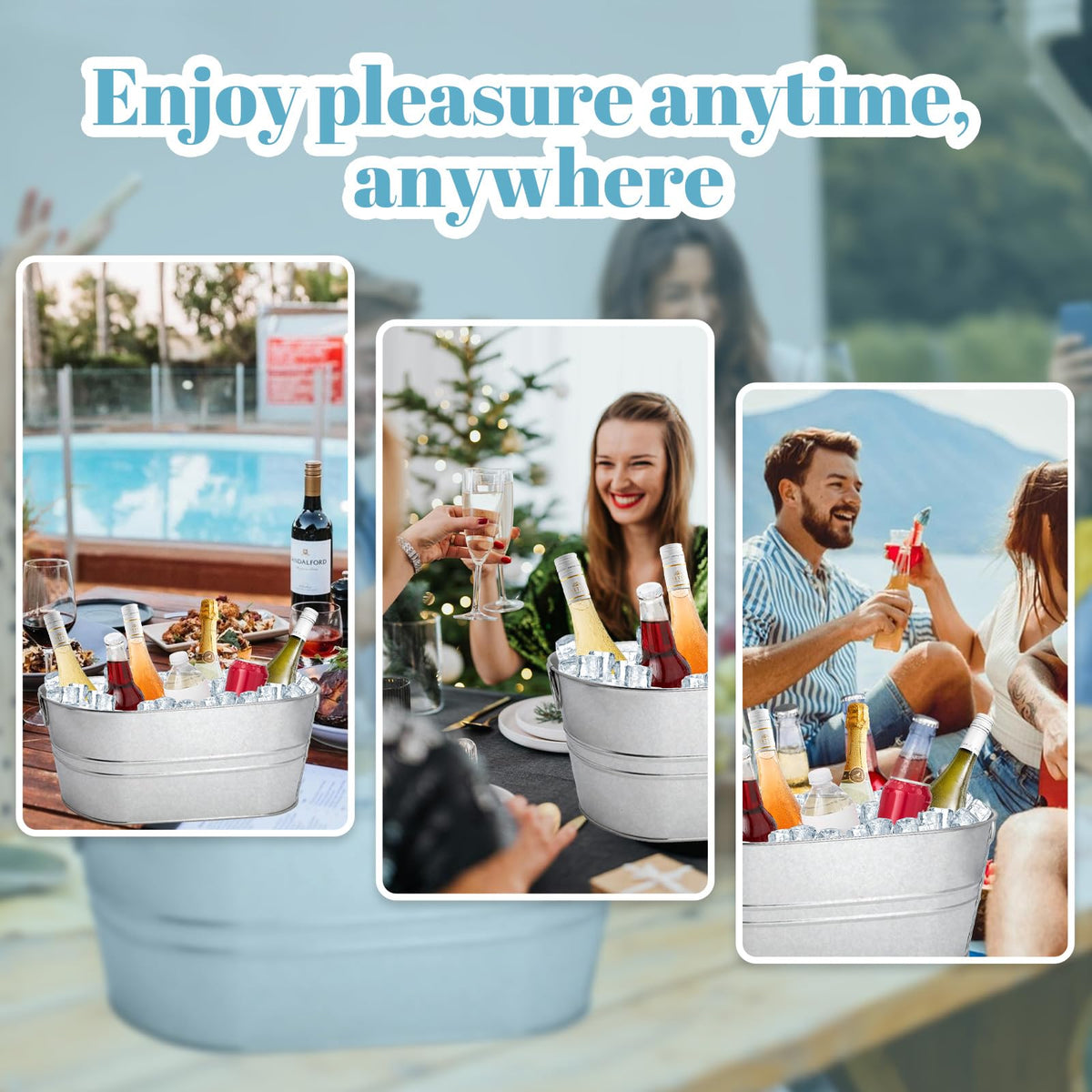 JJXUANER galvanized beverage bucket with insulation to keep drinks cold