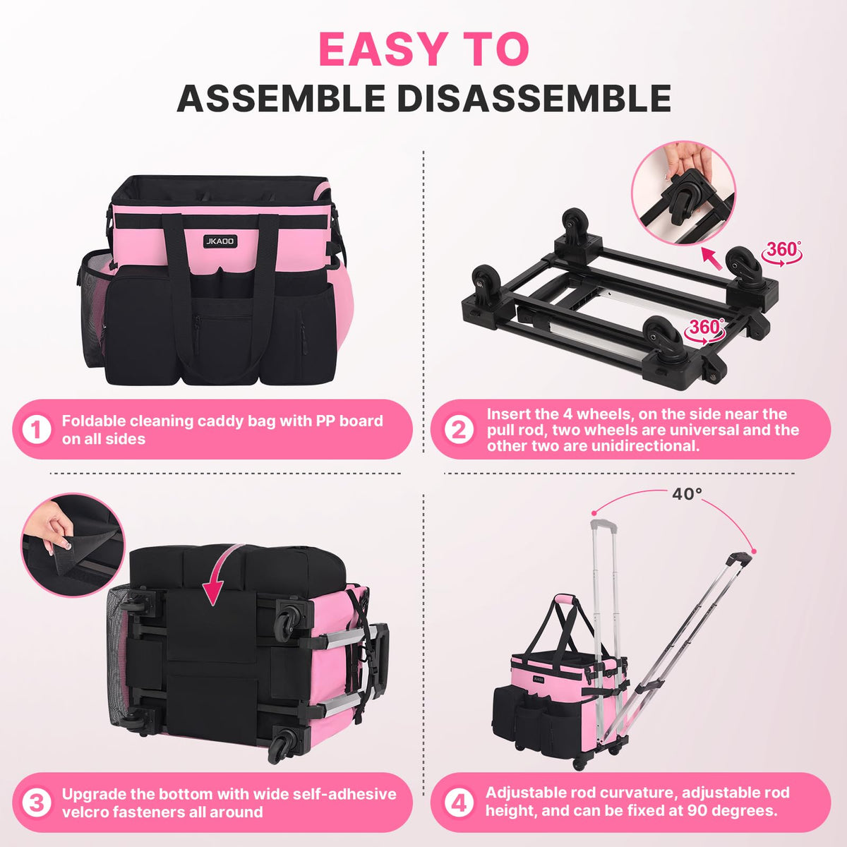 JKAOO interior 40L capacity with dividers for flexible tool organization.