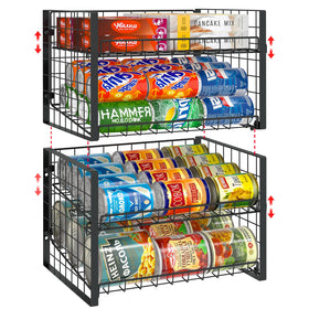 JKsmart 2-Tier stackable can rack front view for easy-access pantry organization.