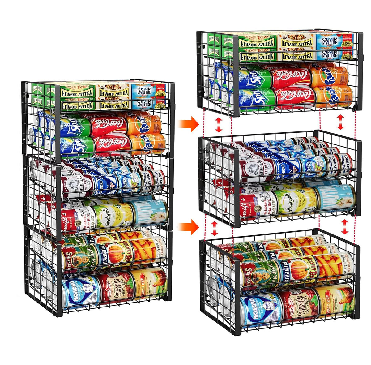 JKsmart 2-tier rack front view highlights organized pantry storage
