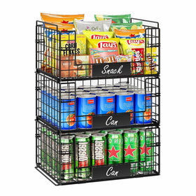 JKsmart 3-pack XXL wire baskets with handles for pantry organization