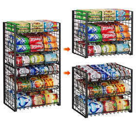 JKsmart 3-tier rack in pantry shows organized can storage for easy access.