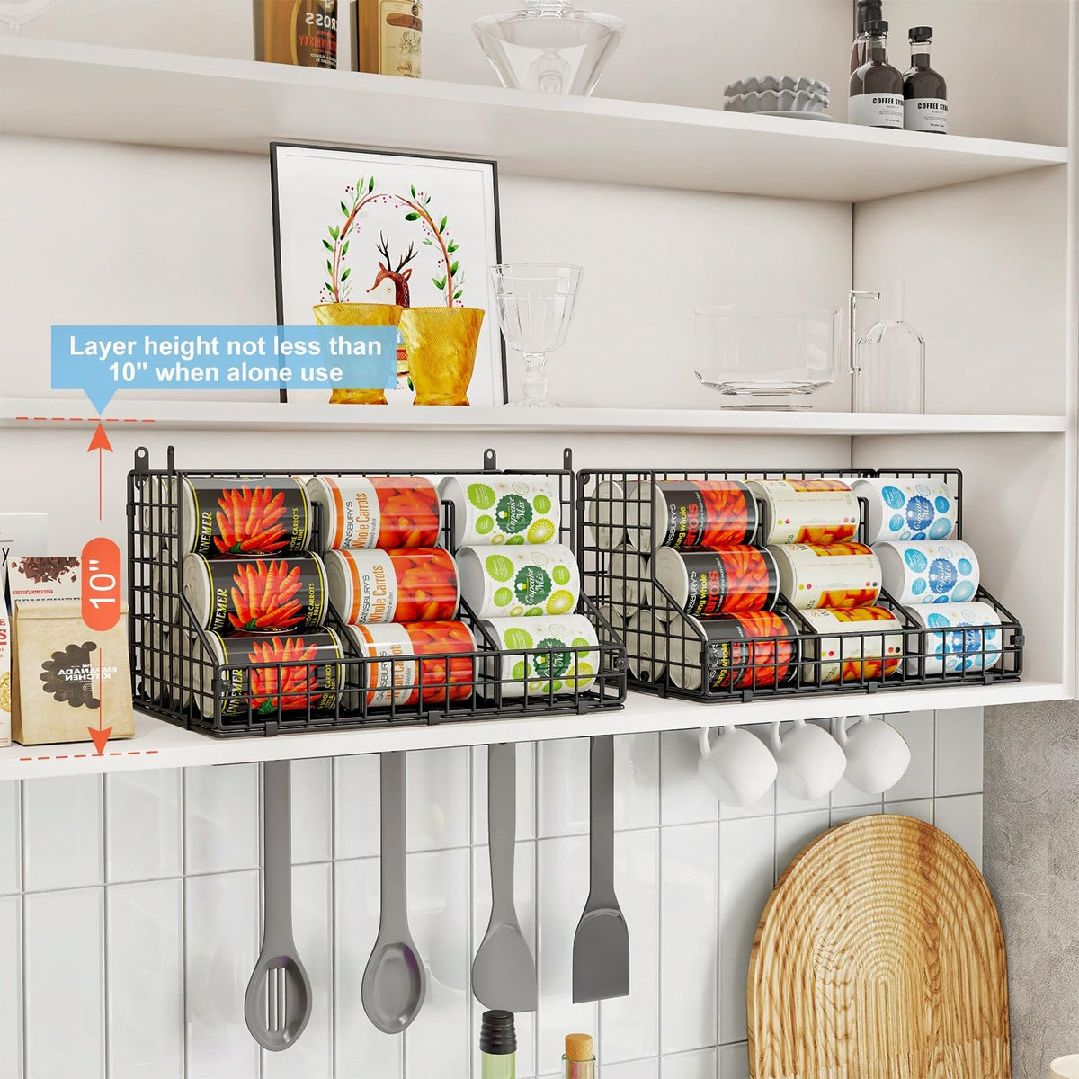 JKsmart can rack with four adjustable dividers for varied can sizes.